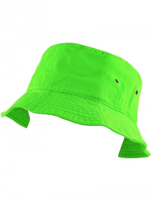 Bucket Hats Unisex 100% Cotton Packable Summer Travel Bucket Beach Sun Hat - Neongreen - CV185YGCO8L $11.76