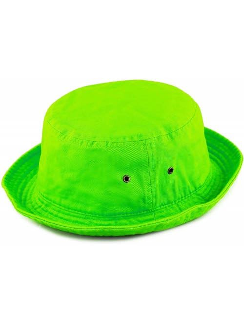 Bucket Hats Unisex 100% Cotton Packable Summer Travel Bucket Beach Sun Hat - Neongreen - CV185YGCO8L $11.76