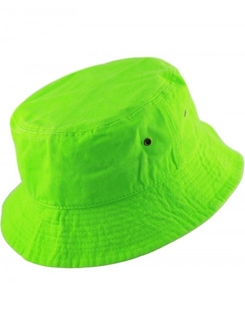 Bucket Hats Unisex 100% Cotton Packable Summer Travel Bucket Beach Sun Hat - Neongreen - CV185YGCO8L $11.76