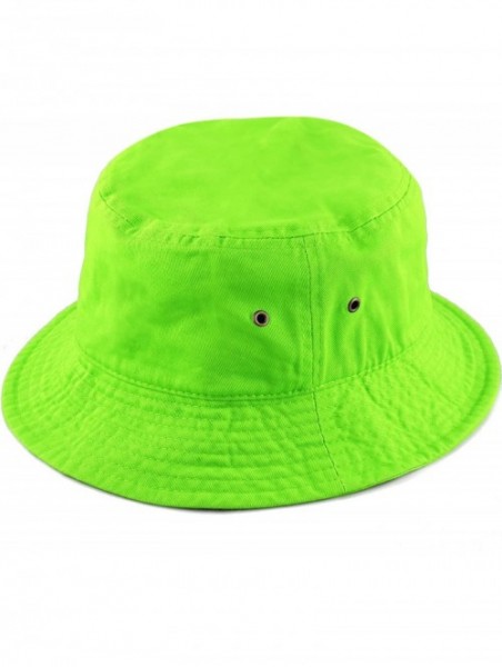 Bucket Hats Unisex 100% Cotton Packable Summer Travel Bucket Beach Sun Hat - Neongreen - CV185YGCO8L $11.76