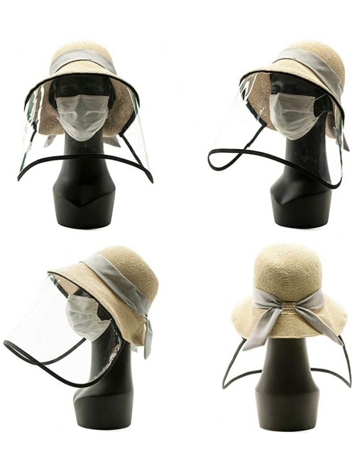 Sun Hats Packable Womens Straw Cloche Derby Fedora Summer Wide Brim Sun Hat Floppy Beach 55-60cm - 00751beige - C5199I0S28L $...