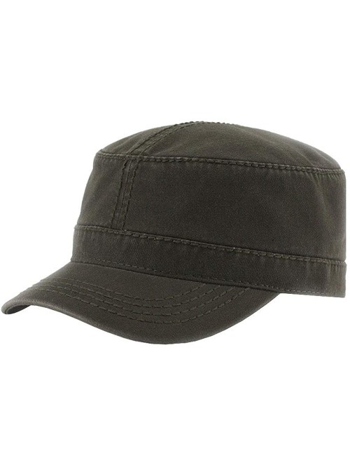 Baseball Caps Washed Cadet Cotton Twill Adjustable Military Radar Caps (Dark Olive Green Heavy Stitching) - C61258QDJFF $18.69