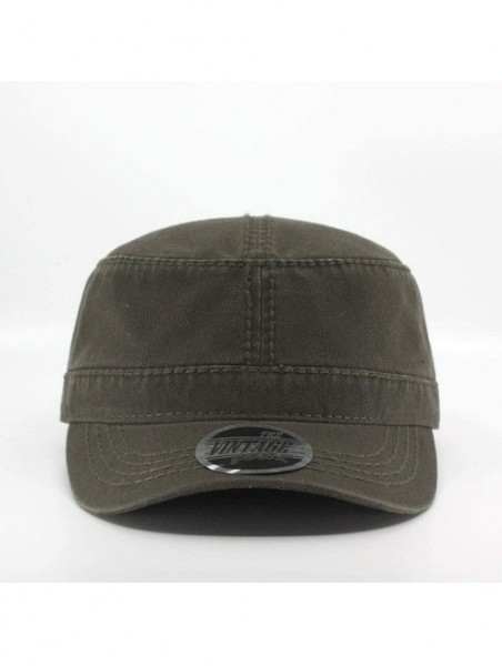 Baseball Caps Washed Cadet Cotton Twill Adjustable Military Radar Caps (Dark Olive Green Heavy Stitching) - C61258QDJFF $18.69