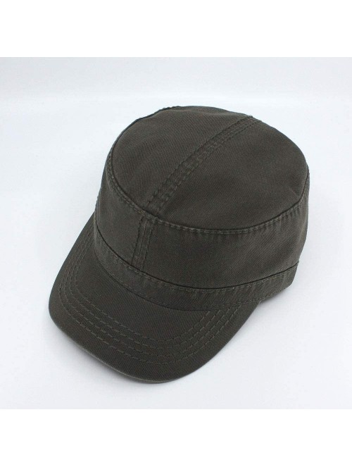 Baseball Caps Washed Cadet Cotton Twill Adjustable Military Radar Caps (Dark Olive Green Heavy Stitching) - C61258QDJFF $18.69