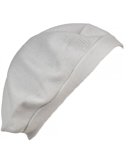 Berets Beret for Women Cotton Flat Band Solid - White - C1180UESQ3I $21.54