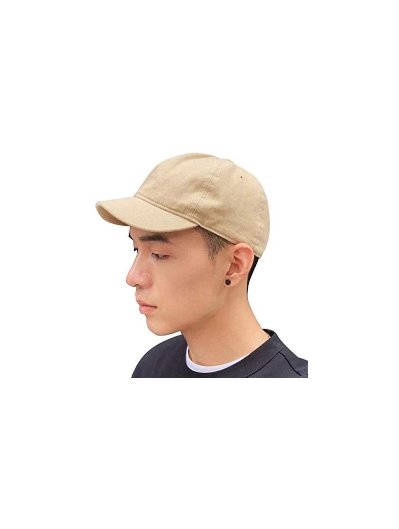 Baseball Caps Short Bill Baseball Cap Plain Hiphop Dad Hat Cooling Trucker Hat - Khaki - CX18WUR0DDW $22.04