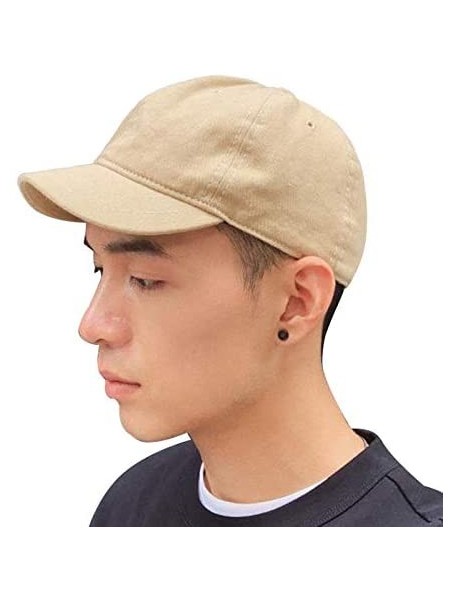 Baseball Caps Short Bill Baseball Cap Plain Hiphop Dad Hat Cooling Trucker Hat - Khaki - CX18WUR0DDW $22.04