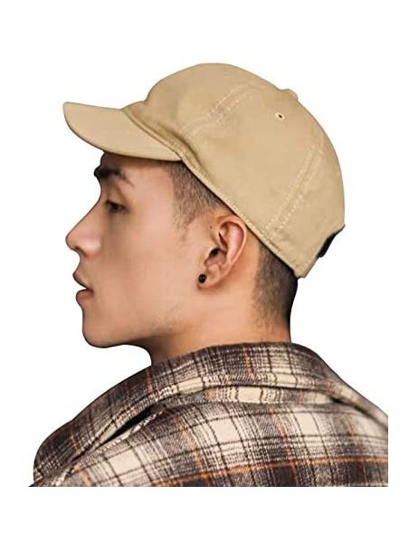 Baseball Caps Short Bill Baseball Cap Plain Hiphop Dad Hat Cooling Trucker Hat - Khaki - CX18WUR0DDW $22.04