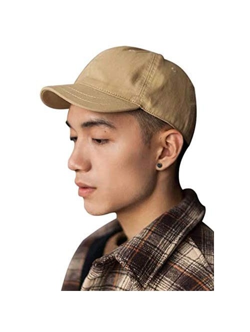 Baseball Caps Short Bill Baseball Cap Plain Hiphop Dad Hat Cooling Trucker Hat - Khaki - CX18WUR0DDW $22.04