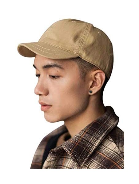 Baseball Caps Short Bill Baseball Cap Plain Hiphop Dad Hat Cooling Trucker Hat - Khaki - CX18WUR0DDW $22.04