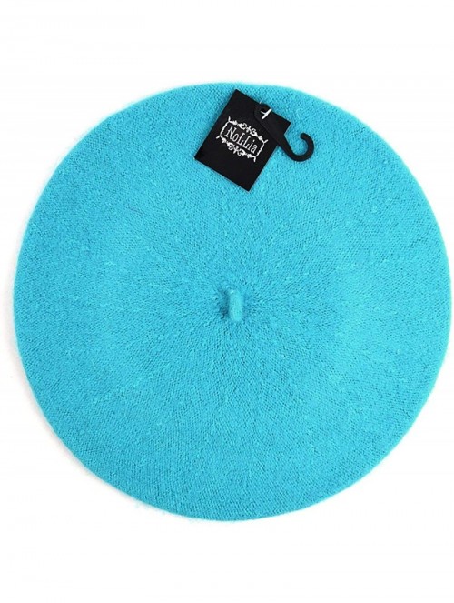 Berets Solid Color French Wool Beret - Turquoise - CG11CQA5KCV $15.68