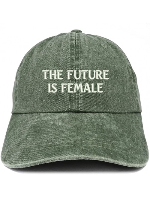Baseball Caps The Future is Female Embroidered Soft Washed Cotton Adjustable Cap - Dark Green - C518CUCUKDX $23.31