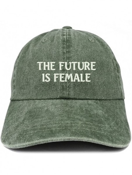 Baseball Caps The Future is Female Embroidered Soft Washed Cotton Adjustable Cap - Dark Green - C518CUCUKDX $23.31