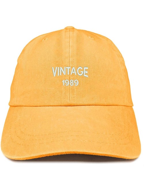 Baseball Caps Small Vintage 1989 Embroidered 31st Birthday Washed Pigment Dyed Cap - Mango - CQ18C6TMKTL $23.45