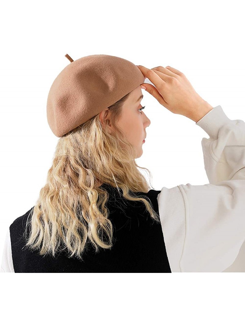 Berets Womens Newsboy Hat Beret Cap Visor Hats for Ladies Wool Newsboy Beret Cap - Camel - C218YHICGT6 $21.47