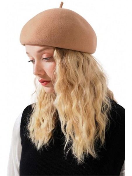 Berets Womens Newsboy Hat Beret Cap Visor Hats for Ladies Wool Newsboy Beret Cap - Camel - C218YHICGT6 $21.47