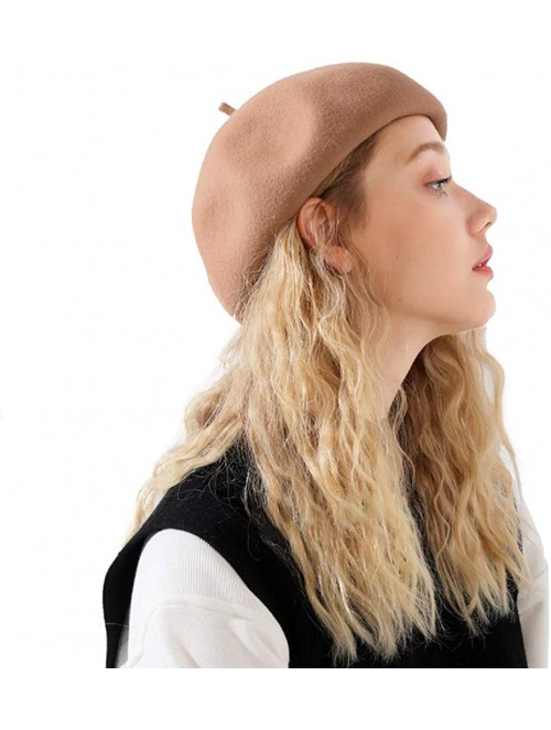 Berets Womens Newsboy Hat Beret Cap Visor Hats for Ladies Wool Newsboy Beret Cap - Camel - C218YHICGT6 $21.47