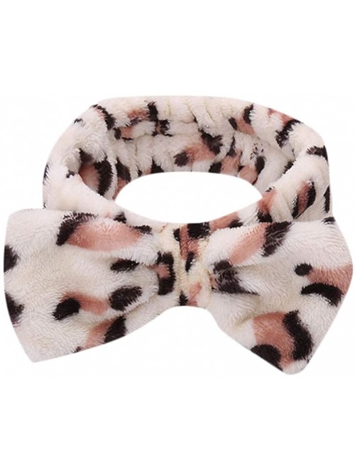 Headbands FarJing Bow Hair Band Women Facial Makeup Head Band Soft Coral Fleece Head Wraps For Shower Washing Face - A-g - CG...