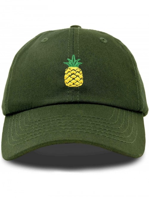 Baseball Caps Pineapple Hat Unstructured Cotton Baseball Cap - Olive - CK18ICEEYYY $11.48