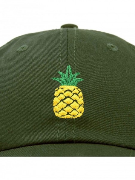 Baseball Caps Pineapple Hat Unstructured Cotton Baseball Cap - Olive - CK18ICEEYYY $11.48