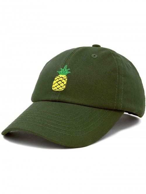 Baseball Caps Pineapple Hat Unstructured Cotton Baseball Cap - Olive - CK18ICEEYYY $11.48