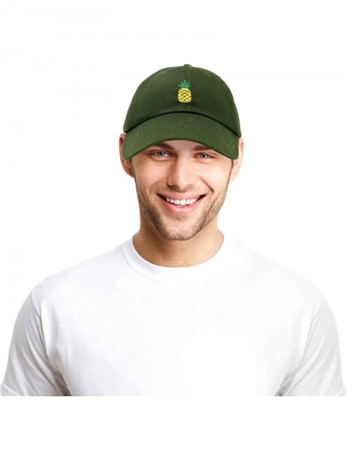 Baseball Caps Pineapple Hat Unstructured Cotton Baseball Cap - Olive - CK18ICEEYYY $11.48