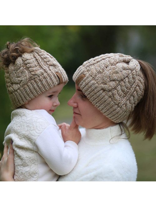 Skullies & Beanies Women Hat Knit Skull Beanie Winter Outdoor Runner Messy Bun Ponytail Cap - 02-black - C218HARLC3C $12.28