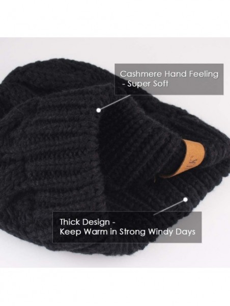 Skullies & Beanies Women Hat Knit Skull Beanie Winter Outdoor Runner Messy Bun Ponytail Cap - 02-black - C218HARLC3C $12.28