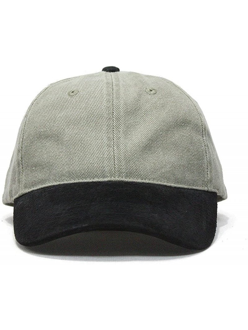 Baseball Caps Vintage Year Brushed Denim with Suede Visor Adjustable Baseball Cap - Black/Khaki - CD126GH608N $14.79