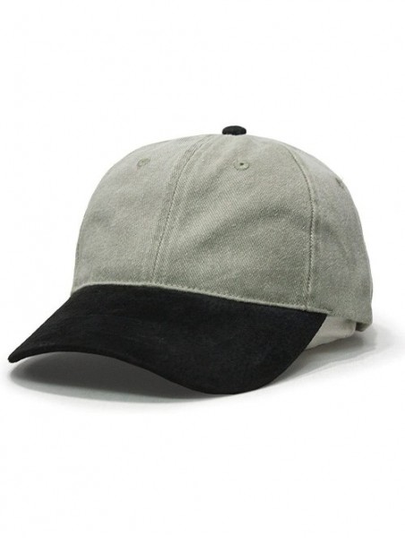 Baseball Caps Vintage Year Brushed Denim with Suede Visor Adjustable Baseball Cap - Black/Khaki - CD126GH608N $14.79