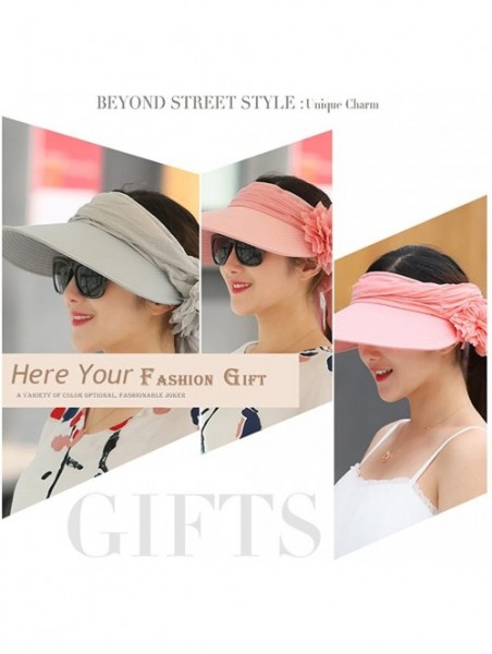 Sun Hats Floppy Summer UPF50+ Foldable Sun Beach Hats Accessories Wide Brim for Women - Beige Empty Top - CW17YE97LSD $24.54