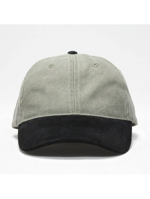 Baseball Caps Vintage Year Brushed Denim with Suede Visor Adjustable Baseball Cap - Black/Khaki - CD126GH608N $14.79