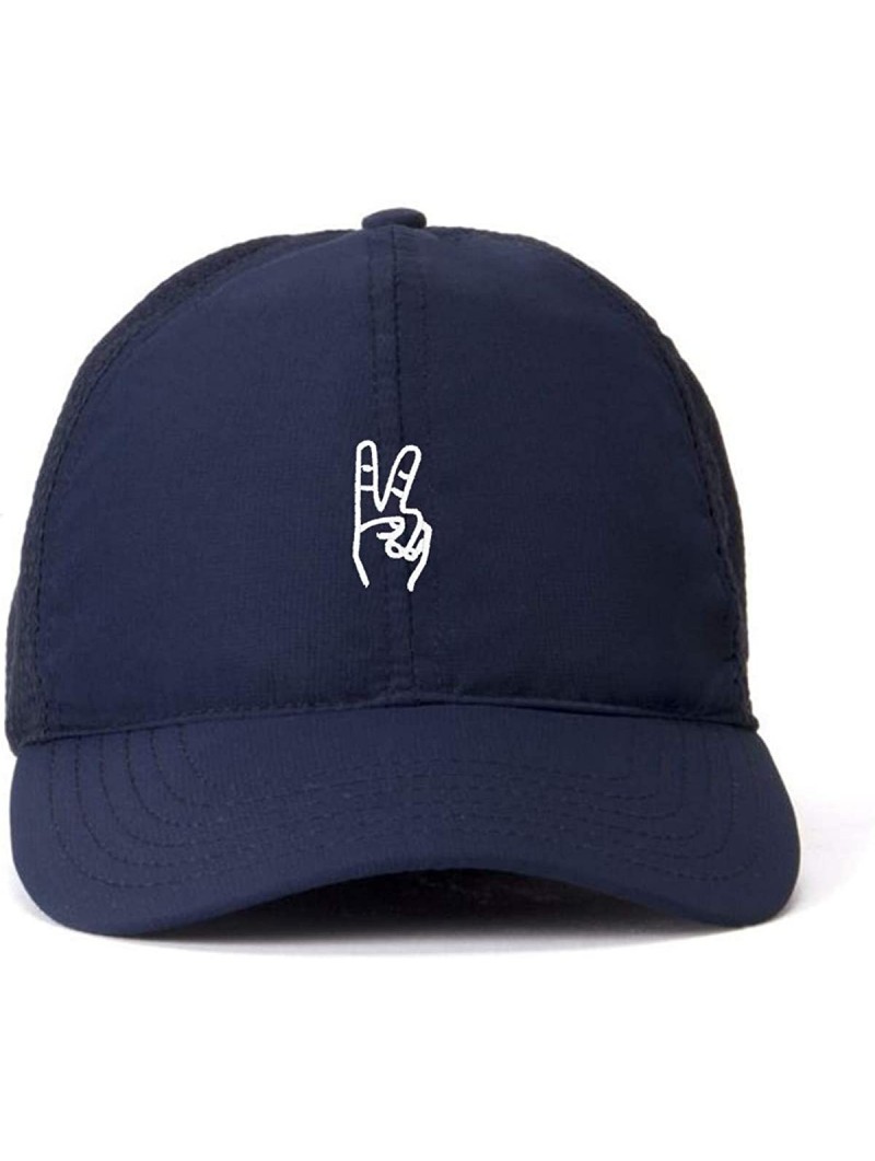 Baseball Caps Peace Sign Baseball Cap Embroidered Cotton Adjustable Dad Hat - Navy - CT18QXH677Y $15.85