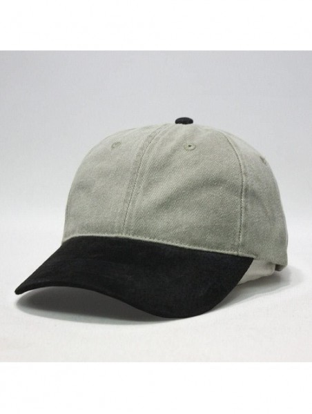 Baseball Caps Vintage Year Brushed Denim with Suede Visor Adjustable Baseball Cap - Black/Khaki - CD126GH608N $14.79