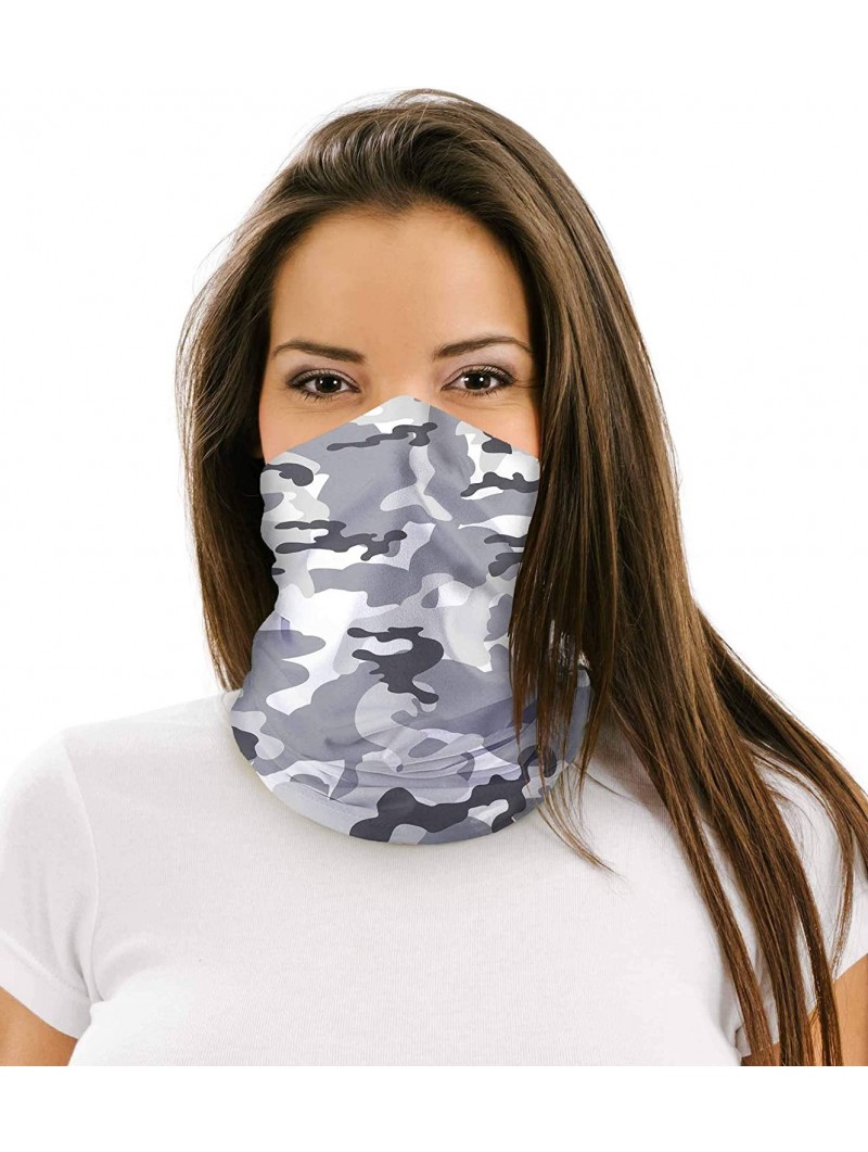 Balaclavas 12 in 1 Multifunctional Headwear Face Mask Neck Gaiter Camo Collection - Classic Arctic Camo - CW197LS2Y8C $21.60