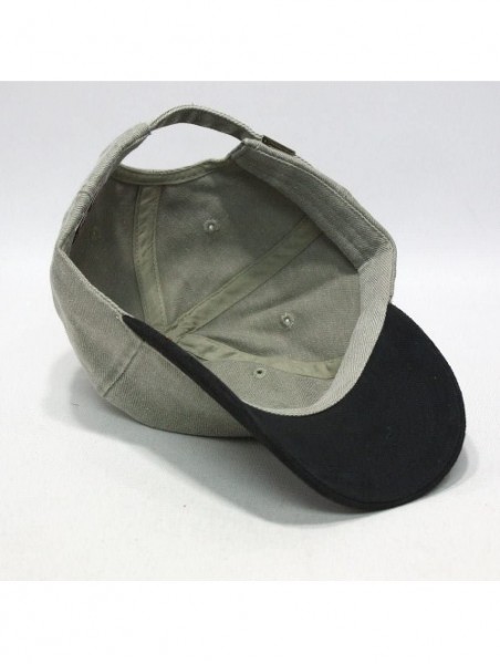 Baseball Caps Vintage Year Brushed Denim with Suede Visor Adjustable Baseball Cap - Black/Khaki - CD126GH608N $14.79