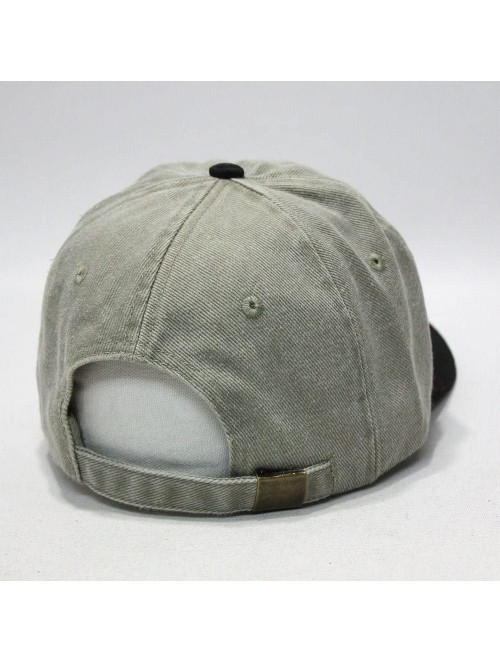 Baseball Caps Vintage Year Brushed Denim with Suede Visor Adjustable Baseball Cap - Black/Khaki - CD126GH608N $14.79