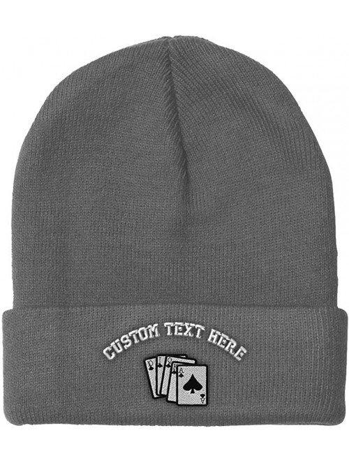 Skullies & Beanies Custom Beanie for Men & Women Bridge Hand Embroidery Acrylic Skull Cap Hat - Light Grey - CO18ZS3TMOM $18.58