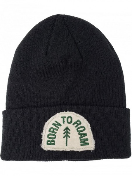 Skullies & Beanies Womens Knit Winter Watch Cap Cuff Beanie Vintage Patch - Born to Roam - C518ZZQLCRR $18.88