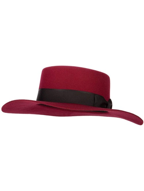 Fedoras Women's Wool Felt Wide Satin Ribbon Trim Bolero Fedora Hat - Red - CZ18WKKY8WZ $53.69