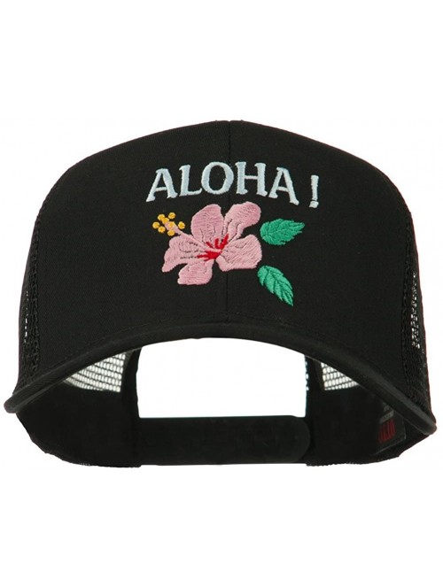 Baseball Caps Hawaii State Flower with Aloha Embroidered Trucker Cap - Black - CJ11LJVFL1J $24.13