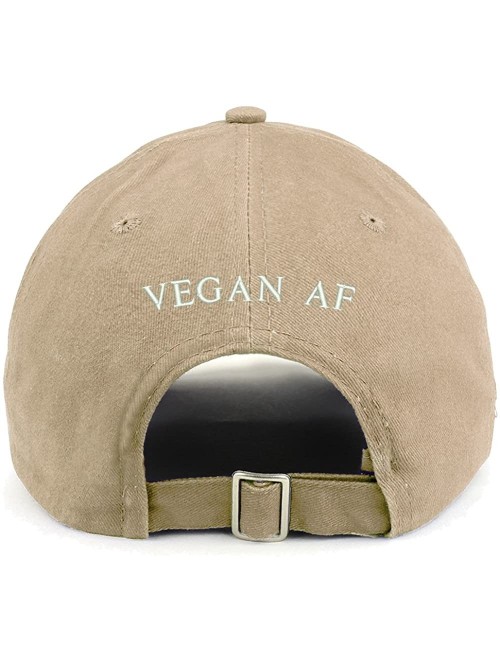 Baseball Caps Vegan AF (Back) Embroidered 100% Cotton Dad Hat - Khaki - C1188TH2WYX $18.48