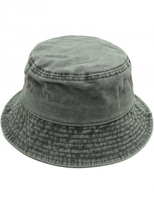 Bucket Hats Unisex 100% Cotton Bucket Hat Retro Packable Sun hat for Men Women - Army Green - CX18Y2NRHK5 $14.90