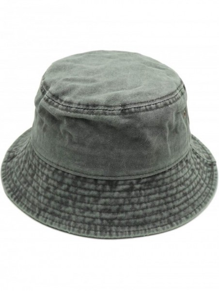 Bucket Hats Unisex 100% Cotton Bucket Hat Retro Packable Sun hat for Men Women - Army Green - CX18Y2NRHK5 $14.90