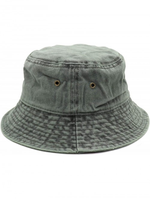 Bucket Hats Unisex 100% Cotton Bucket Hat Retro Packable Sun hat for Men Women - Army Green - CX18Y2NRHK5 $14.90