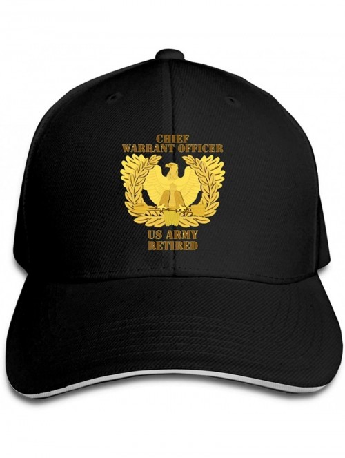 Baseball Caps Army Emblem Warrant Officer Chief Retired Adjustable Baseball Caps Vintage Sandwich Cap - Black - CE18TURYWU7 $...