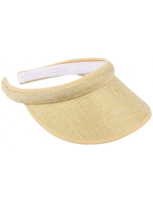 Visors Sun Sports Visor Men Women-Cotton Cap Hat-Baseball Cap - Beige - CO193UZQOH7 $9.19