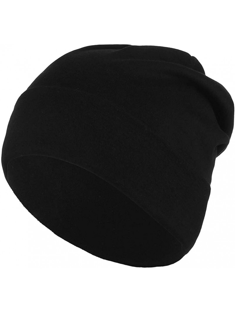 Skullies & Beanies Women Men Slouch Skull Cap Oversize Knit Beanie Hat Long Baggy Hip-hop Winter Summer Hat - Black - C218QTI...