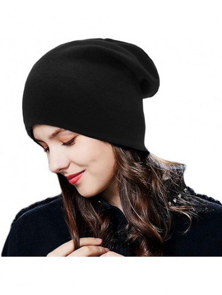 Skullies & Beanies Women Men Slouch Skull Cap Oversize Knit Beanie Hat Long Baggy Hip-hop Winter Summer Hat - Black - C218QTI...