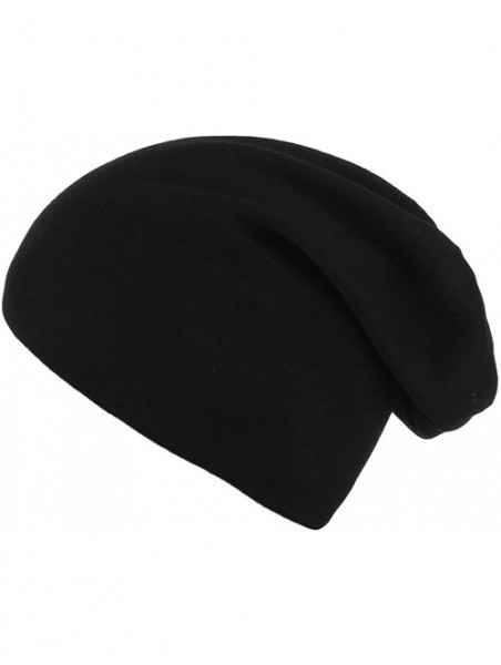 Skullies & Beanies Women Men Slouch Skull Cap Oversize Knit Beanie Hat Long Baggy Hip-hop Winter Summer Hat - Black - C218QTI...